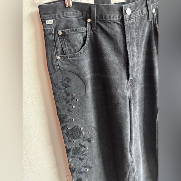 Citizens of Humanity Ayla Embroidered Wide Leg Jeans Voila Size 33 NWT - Picture 6 of 13